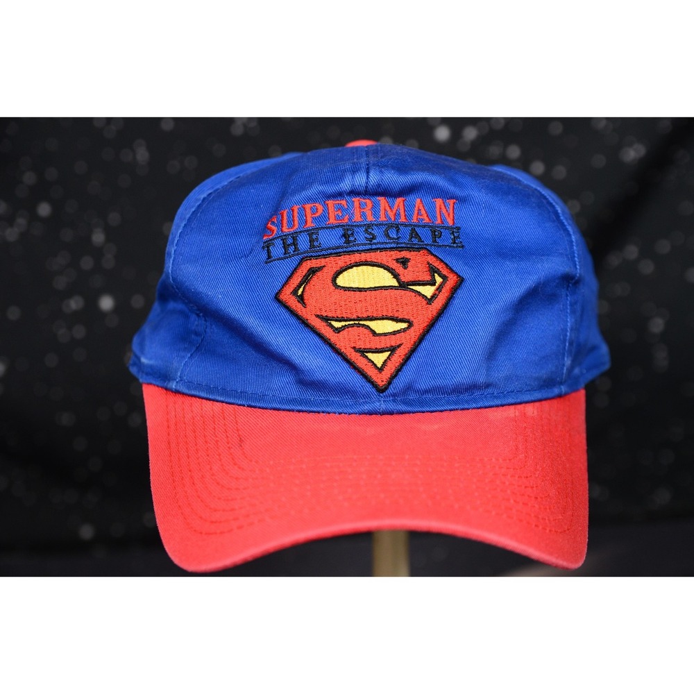Six Flags Superman The Escape Hat Cap Mens One Size Blue Red Snapback Comic